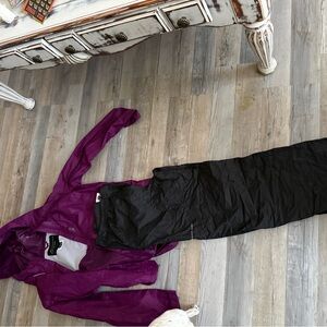 Purple and Black Outdoor Jacket and Pants Set